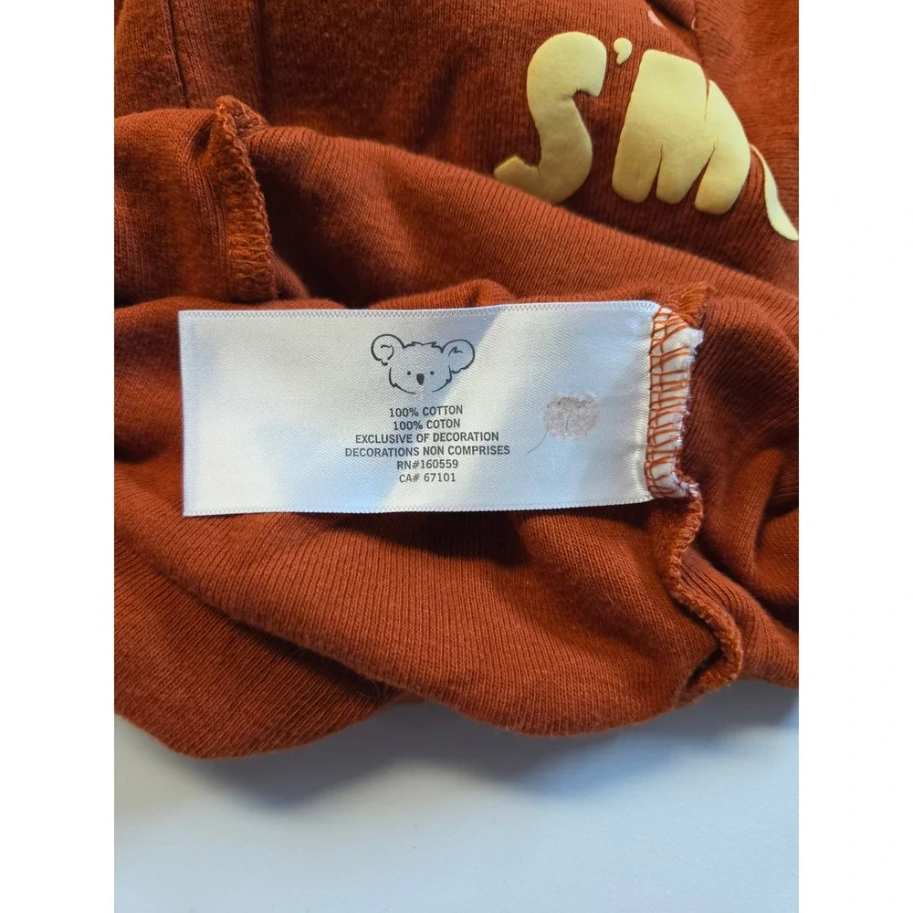 Koala Baby Rust Orange I Love You Smore Long Sleeve Bodysuit 3-6M